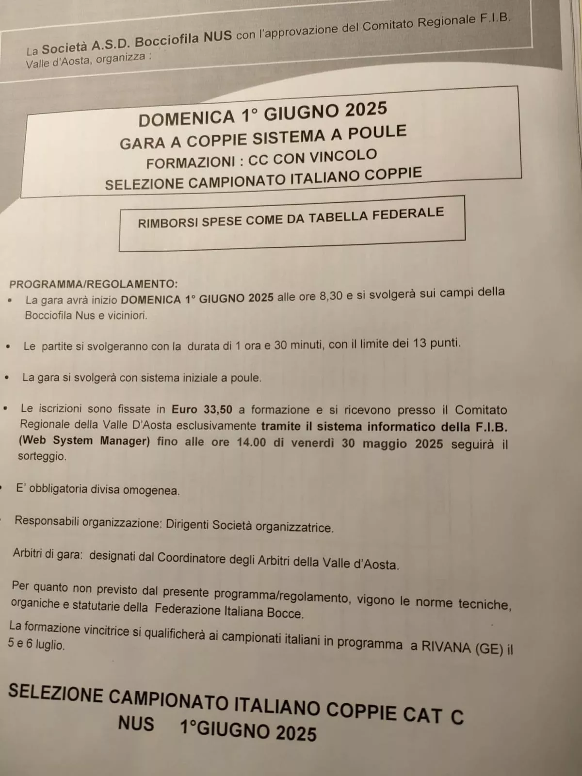 Selezione Campionati Italiani A Coppie Cat. C