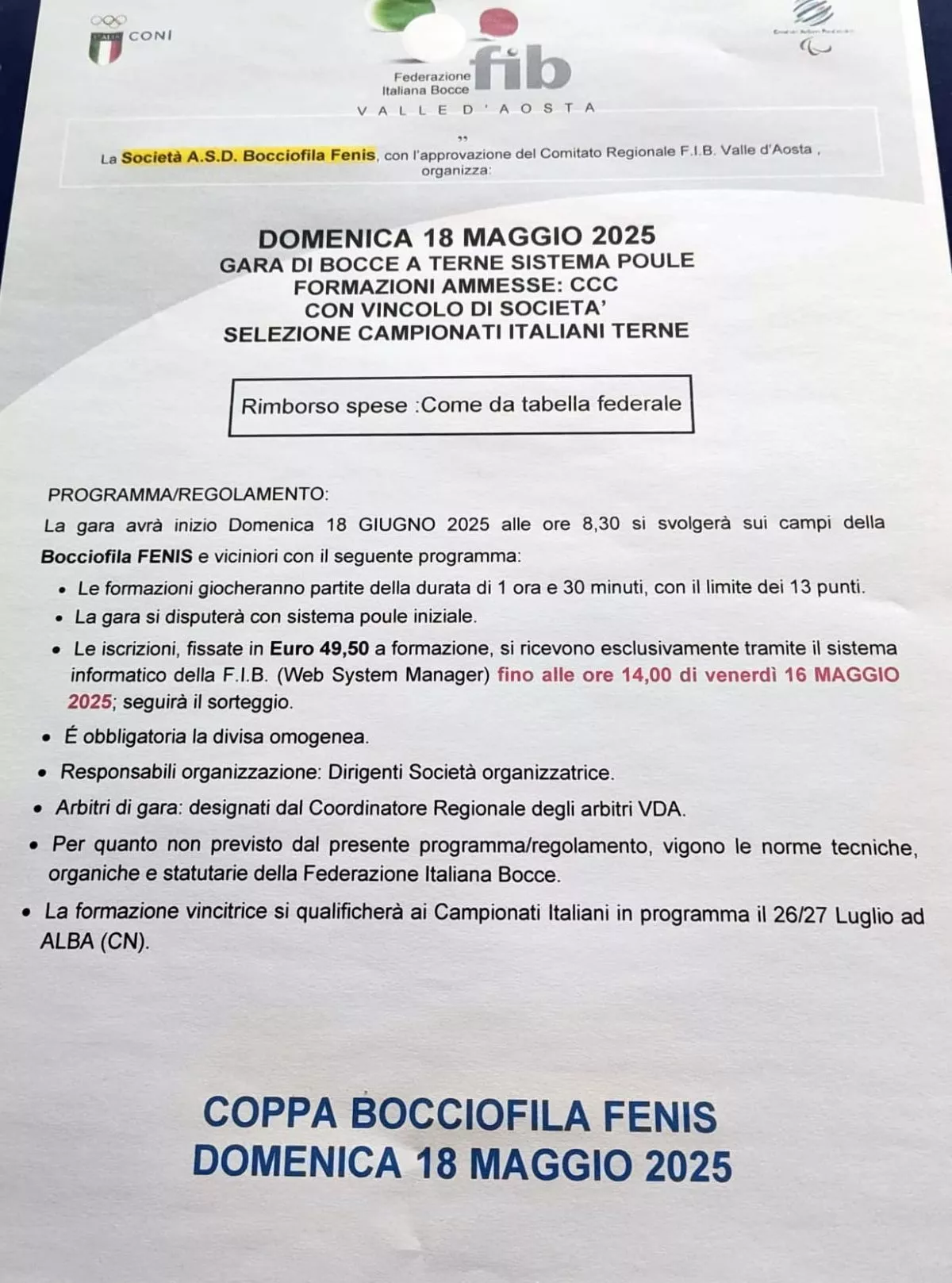 Selezione Campionati Italiani a Terne Cat. CCC