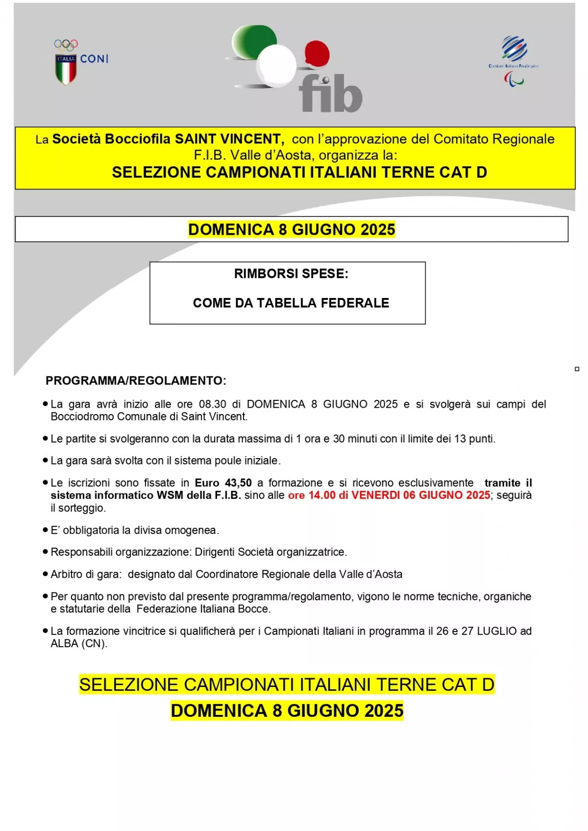 Selezione Campionati Italiani Terne Cat. D Saint-Vincent